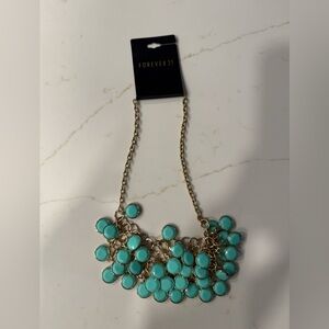 Forever 21 Aqua Cluster Necklace